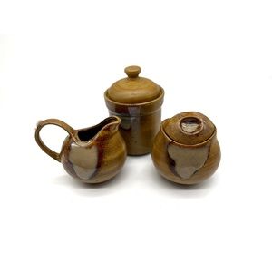 Sango Splash 4951 Tan Brown Drip Sugar Bowl Canister Creamer Trio Replacements